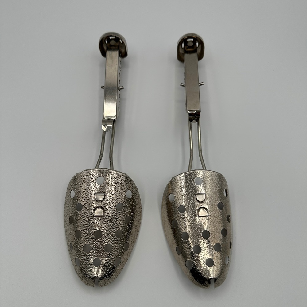 EKCO Adjustable Metal Shoe Trees Stretchers Vintage Made In USA Chrome